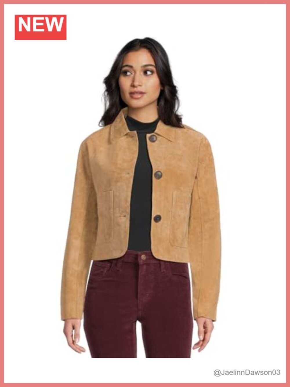 Real Suede Blazer Jacket with Pocket Detail